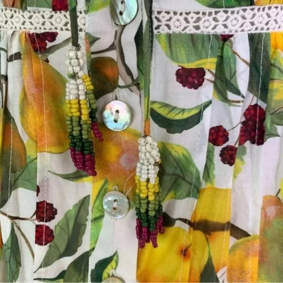 Farm Rio Fruit Orchard Mini Dress with Crochet Details Off White Size XS NWT - Picture 7 of 15